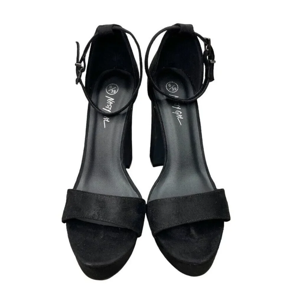 Nasty Gal Women's‎ Black Faux Suede Mis Sized NWOT Platform Heel Size 8.5/39 M
